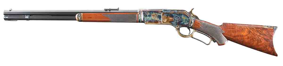 The 24-inch barrel and magazine are nitre blued with color case on the receiver, buttplate, hammer, lever and forend cap.